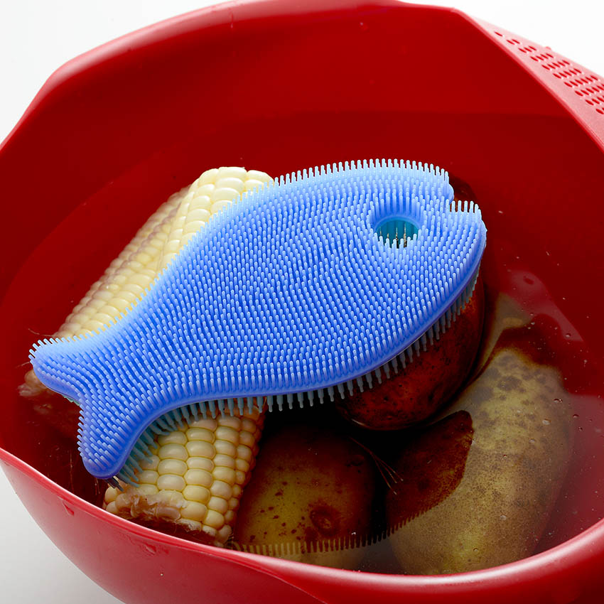 Norpro Blue Fish Silicone Dish Brush