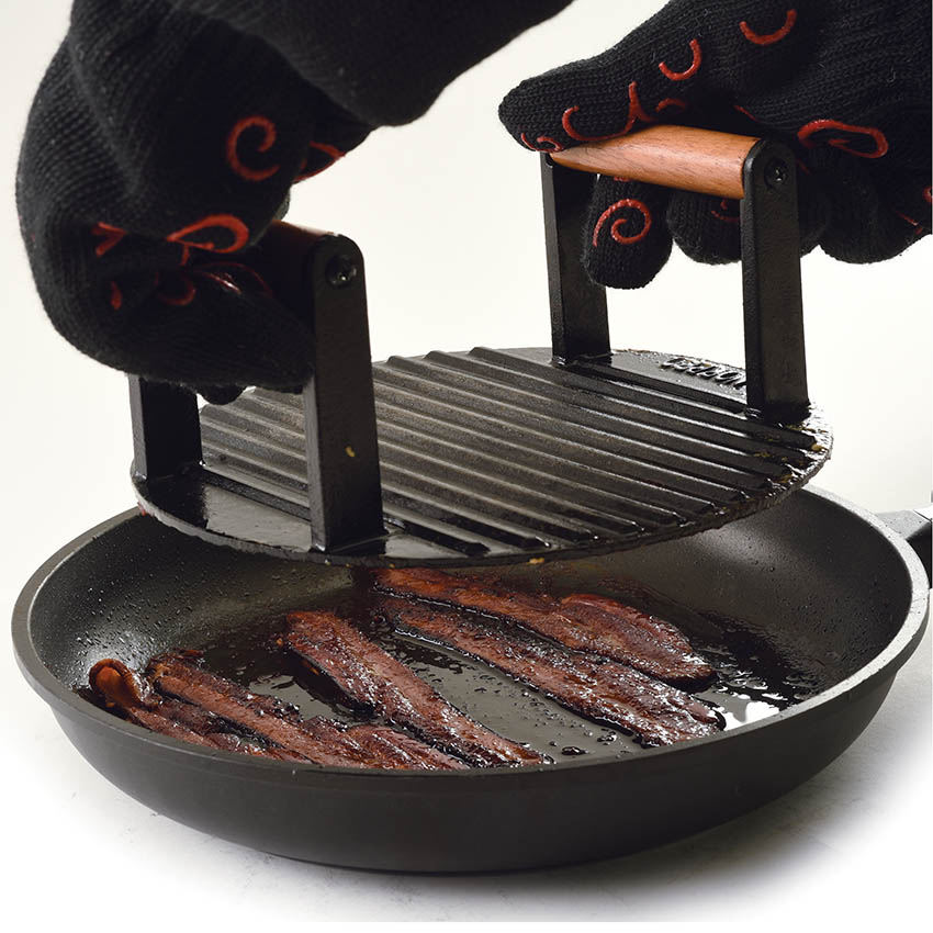 Pre Seasonsed Cast Iron Grill Top Bacon Press Ventures Intl