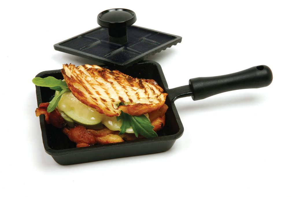 PRESEASONED CAST IRON MINI PANINI PAN WITH PRESS Ventures Intl