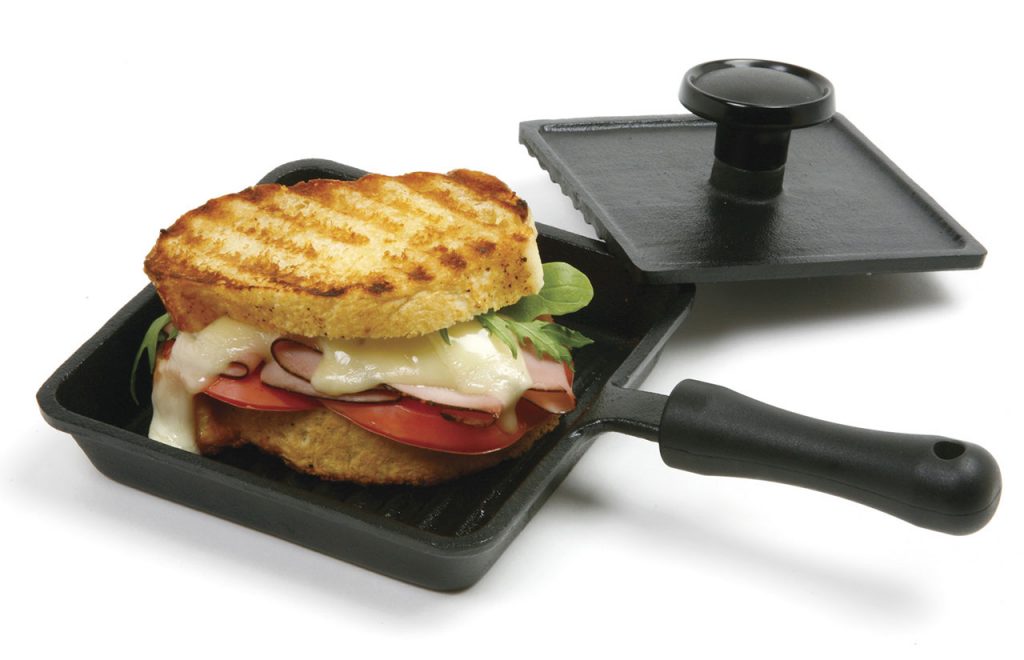 PRESEASONED CAST IRON MINI PANINI PAN WITH PRESS Ventures Intl