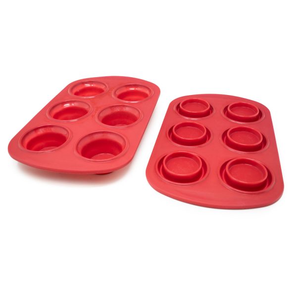 STANDARD SIZE SILICONE COLLAPSIBLE MUFFIN/CUPCAKE PANS S/2 – RED – Ventures  Intl